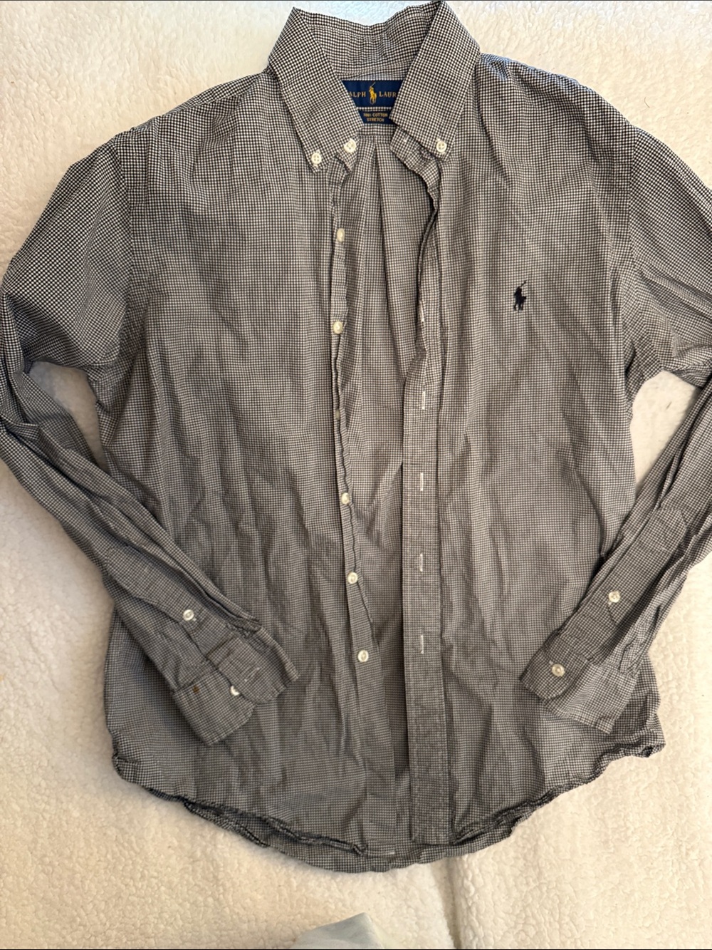 Polo by Ralph Lauren Men’s Black and White Micro-Check Button-Down Shirt